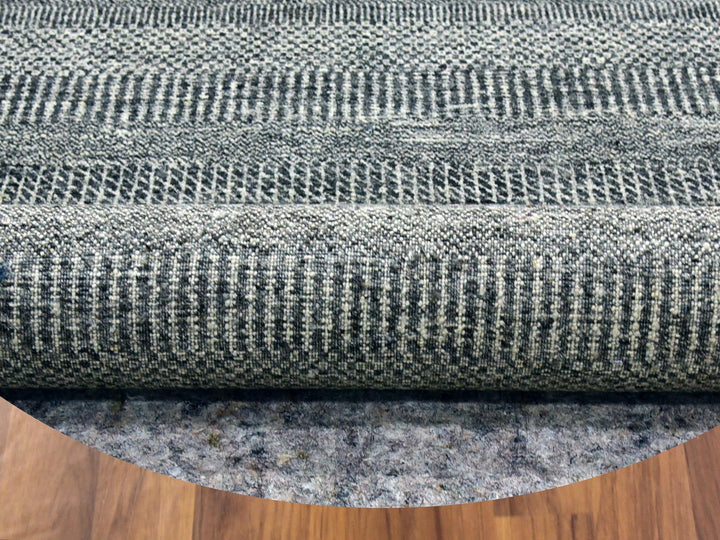 9'8" x 9'8" New Hand Knotted Grey Wool Round Oriental Rug - MOA10279728