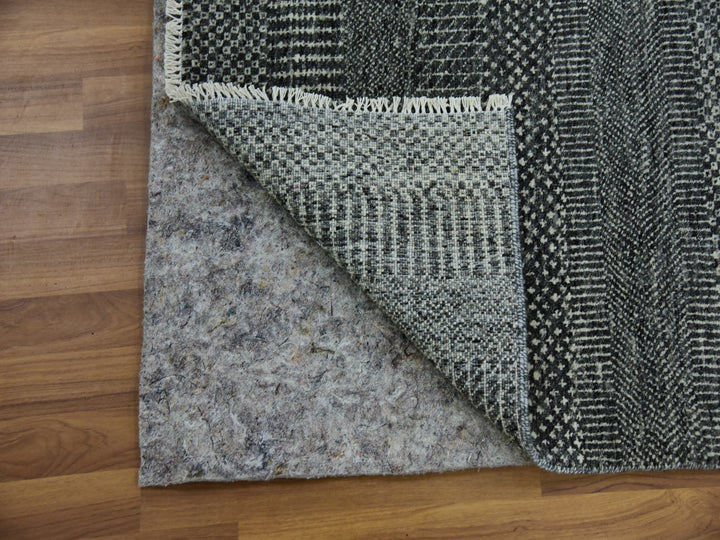 2'7" x 26'2" New Hand Knotted Grey Wool Runner Oriental Rug - MOA10279731