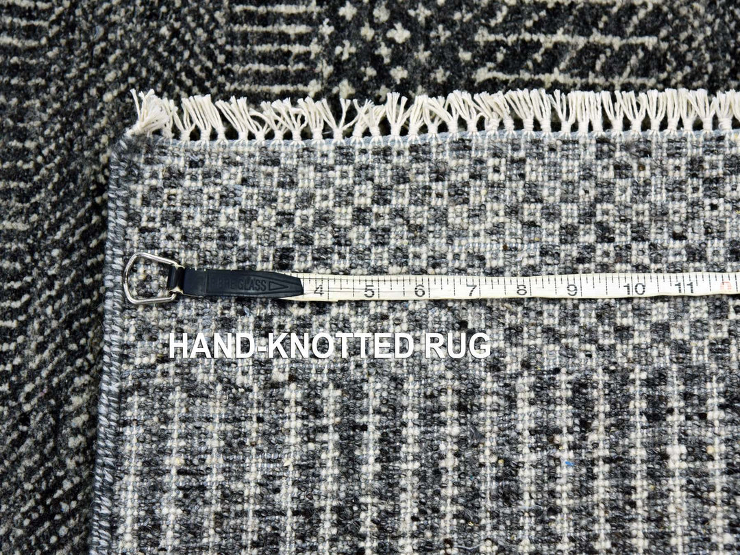 2'7" x 26'2" New Hand Knotted Grey Wool Runner Oriental Rug - MOA10279731