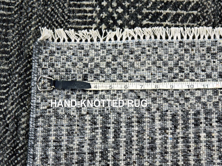 2'7" x 26'2" New Hand Knotted Grey Wool Runner Oriental Rug - MOA10279731