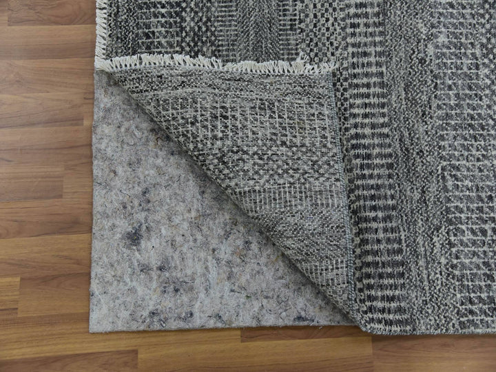 2'7" x 19'11" New Hand Knotted Grey Wool Runner Oriental Rug - MOA10279732