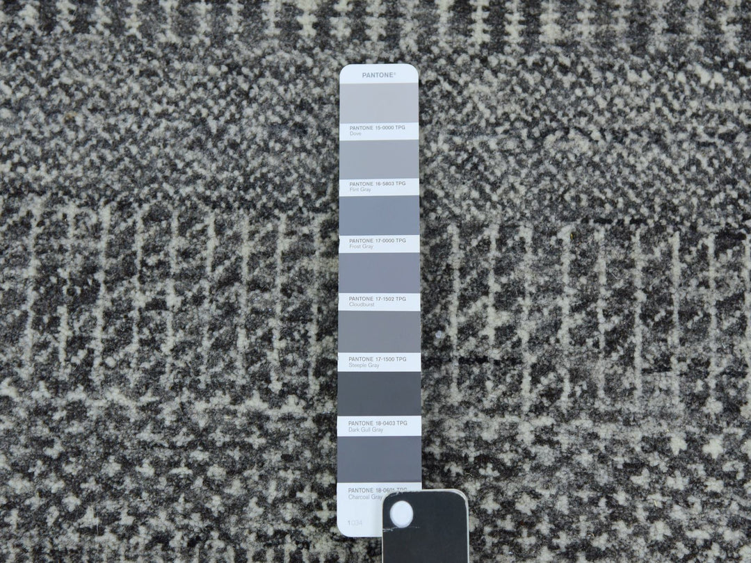 2'7" x 19'11" New Hand Knotted Grey Wool Runner Oriental Rug - MOA10279732