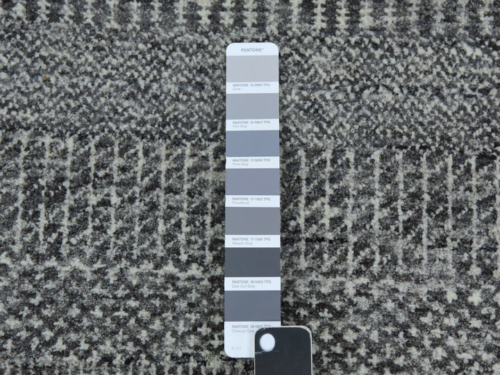 2'7" x 19'11" New Hand Knotted Grey Wool Runner Oriental Rug - MOA10279732