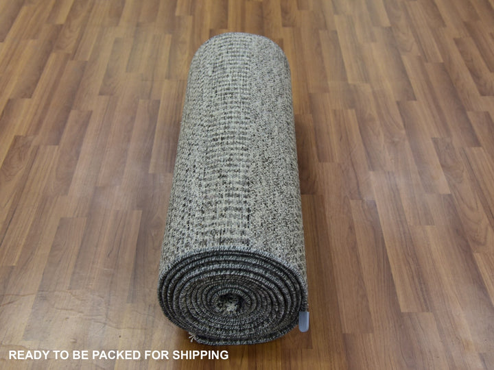 2'7" x 19'11" New Hand Knotted Grey Wool Runner Oriental Rug - MOA10279732