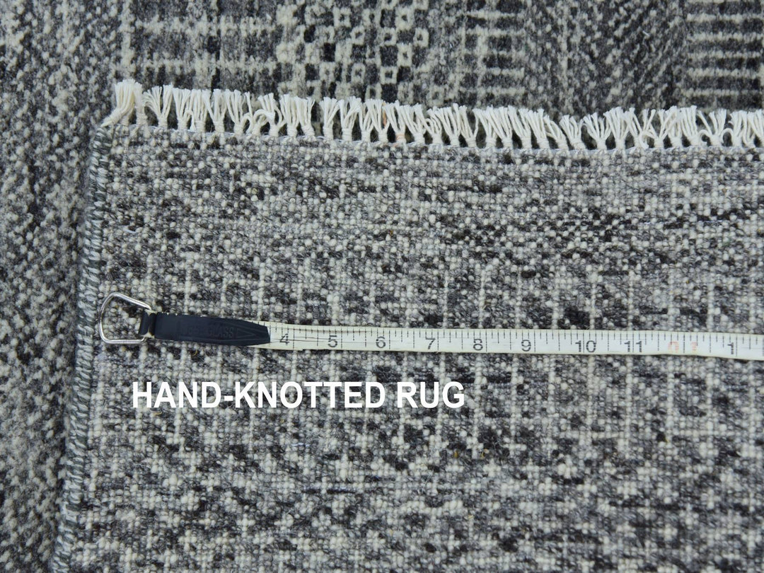 2'7" x 19'11" New Hand Knotted Grey Wool Runner Oriental Rug - MOA10279732