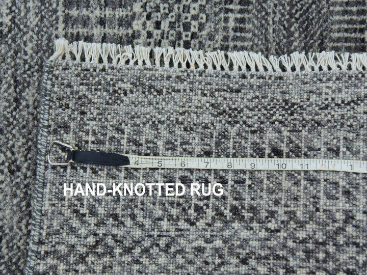 2'7" x 19'11" New Hand Knotted Grey Wool Runner Oriental Rug - MOA10279732