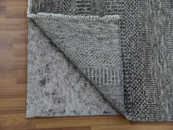 2'7" x 15'10" New Hand Knotted Grey Wool Runner Oriental Rug - MOA10279733