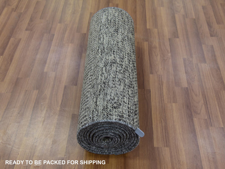 2'7" x 15'10" New Hand Knotted Grey Wool Runner Oriental Rug - MOA10279733