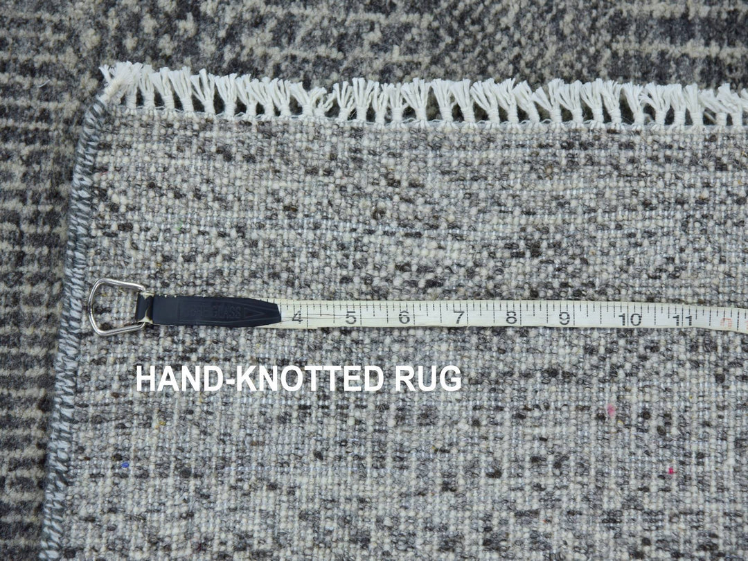 2'7" x 15'10" New Hand Knotted Grey Wool Runner Oriental Rug - MOA10279733
