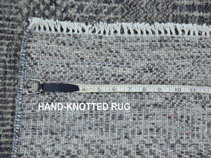 2'7" x 15'10" New Hand Knotted Grey Wool Runner Oriental Rug - MOA10279733