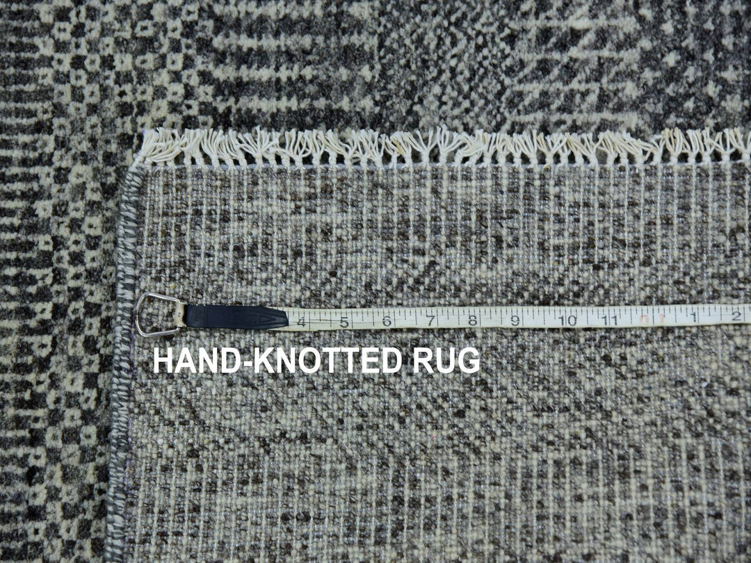 2'7" x 11'8" New Hand Knotted Grey Wool Runner Oriental Rug - MOA10279735