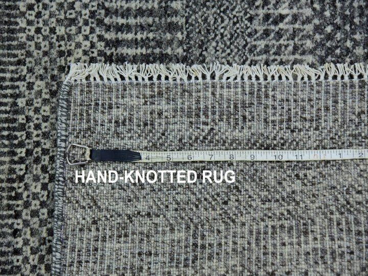 2'7" x 11'8" New Hand Knotted Grey Wool Runner Oriental Rug - MOA10279735