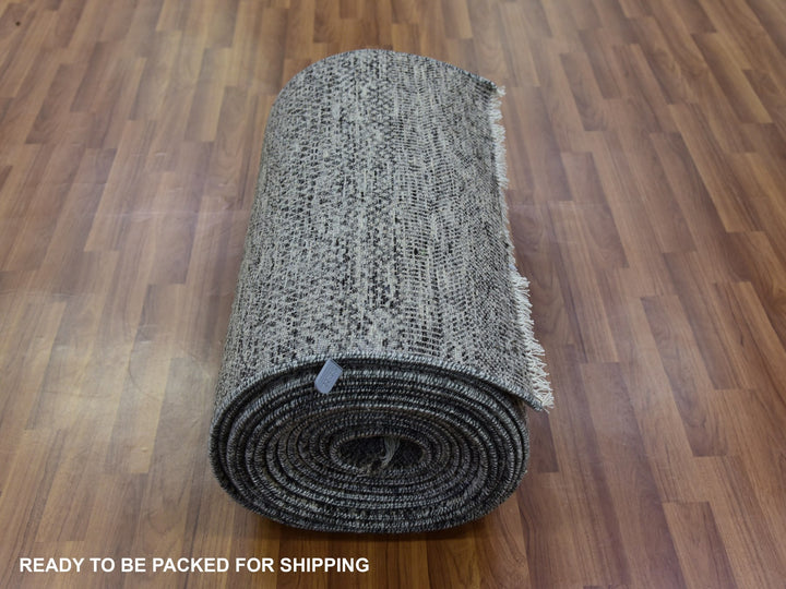 2'5" x 32'3" New Hand Knotted Grey Wool Runner Oriental Rug - MOA10279736