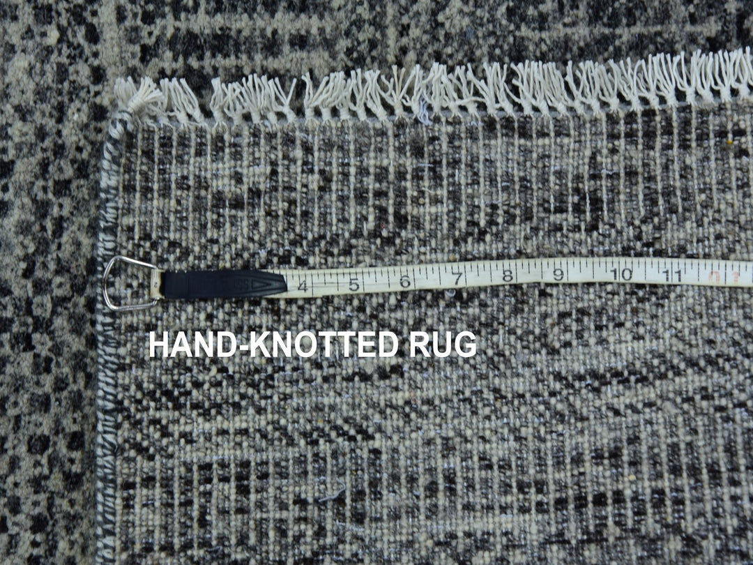 2'5" x 32'3" New Hand Knotted Grey Wool Runner Oriental Rug - MOA10279736