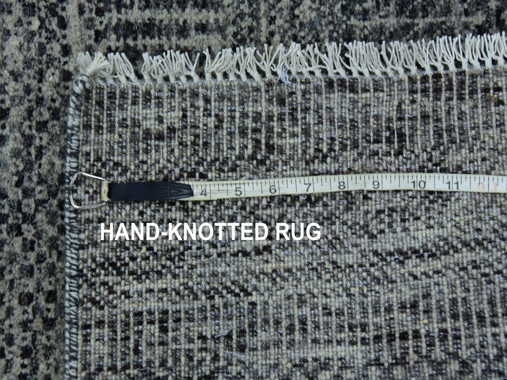 2'5" x 32'3" New Hand Knotted Grey Wool Runner Oriental Rug - MOA10279736