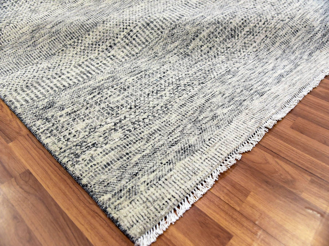 12'2" x 15'4" New Hand Knotted Grey Wool Rectangle Oriental Rug - MOA10279737