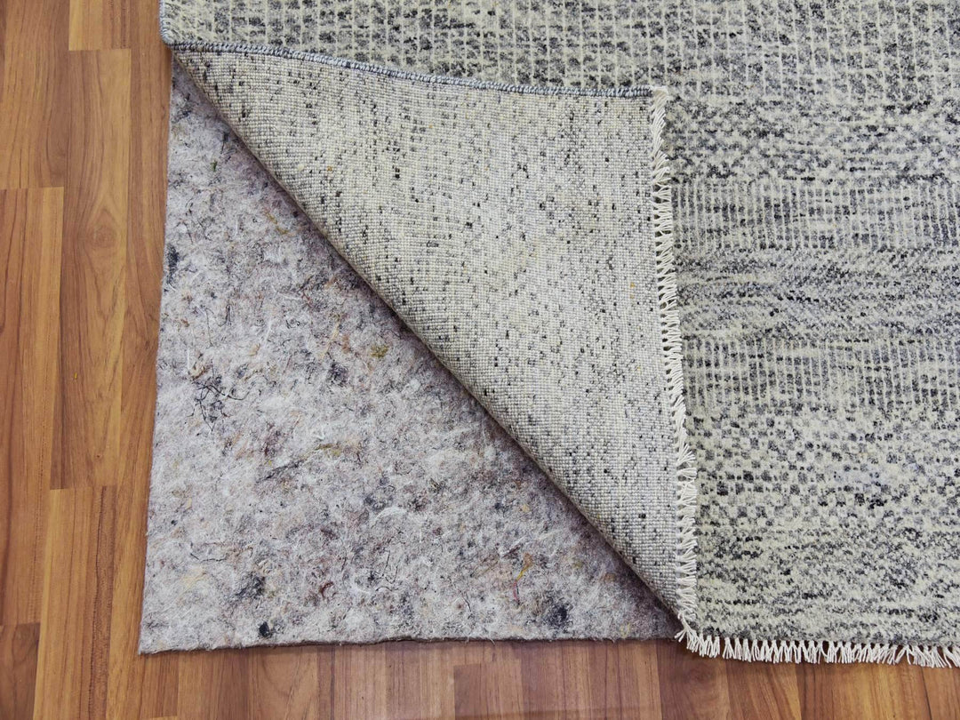 12'2" x 15'4" New Hand Knotted Grey Wool Rectangle Oriental Rug - MOA10279738