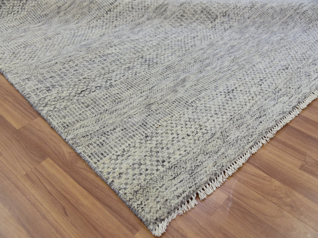 12'2" x 15'4" New Hand Knotted Grey Wool Rectangle Oriental Rug - MOA10279738