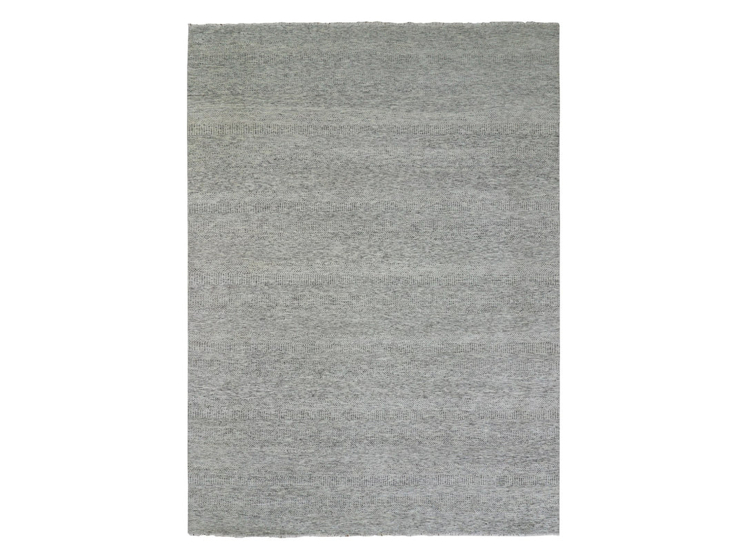10'0" x 13'10" New Hand Knotted Grey Wool Rectangle Oriental Rug - MOA10279739