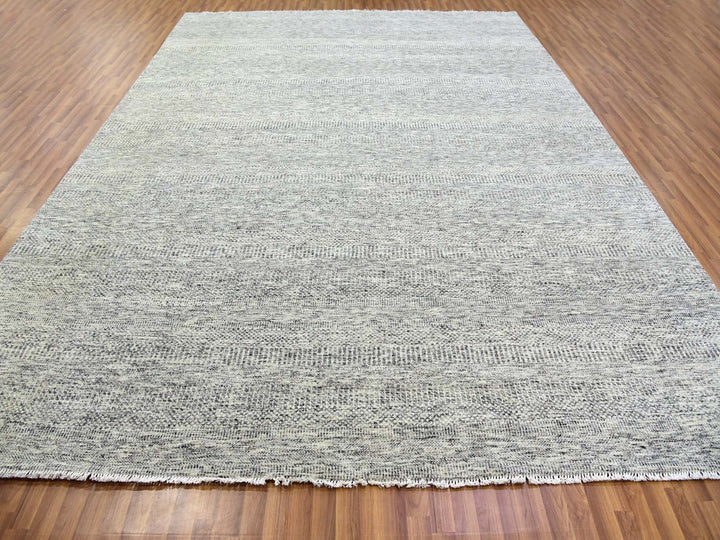 10'0" x 13'10" New Hand Knotted Grey Wool Rectangle Oriental Rug - MOA10279739