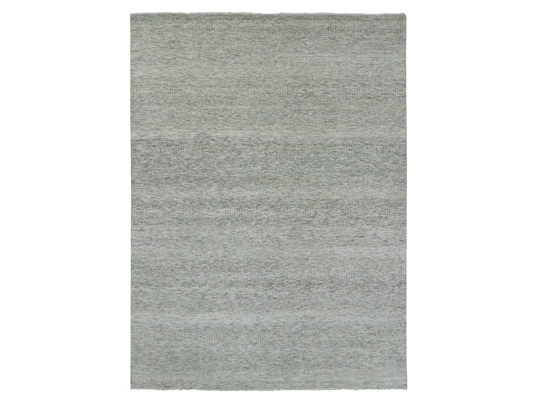 9'0" x 12'4" New Hand Knotted Grey Wool Rectangle Oriental Rug - MOA10279741