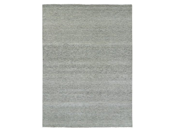 9'0" x 12'4" New Hand Knotted Grey Wool Rectangle Oriental Rug - MOA10279741