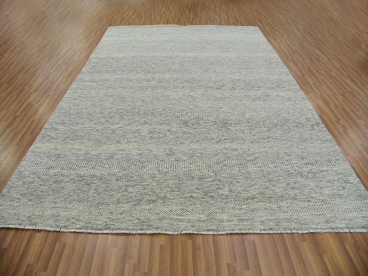 9'0" x 12'4" New Hand Knotted Grey Wool Rectangle Oriental Rug - MOA10279741