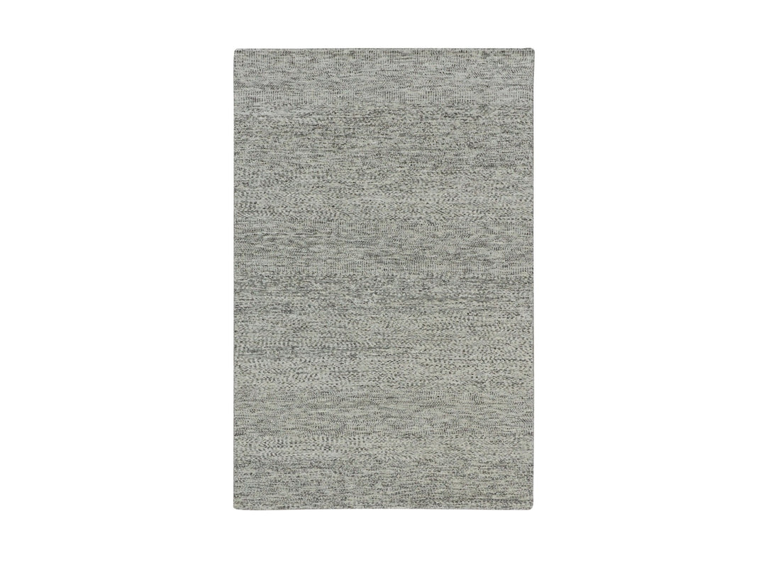 4'0" x 6'2" New Hand Knotted Grey Wool Rectangle Oriental Rug - MOA10279743