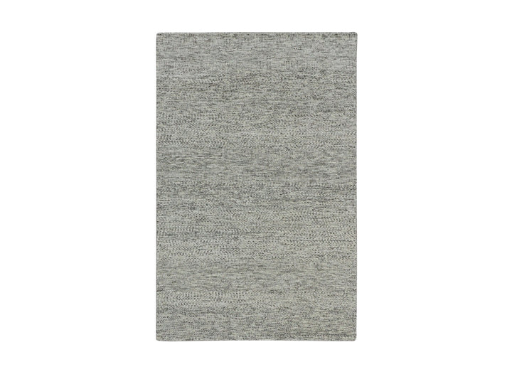 4'0" x 6'2" New Hand Knotted Grey Wool Rectangle Oriental Rug - MOA10279743