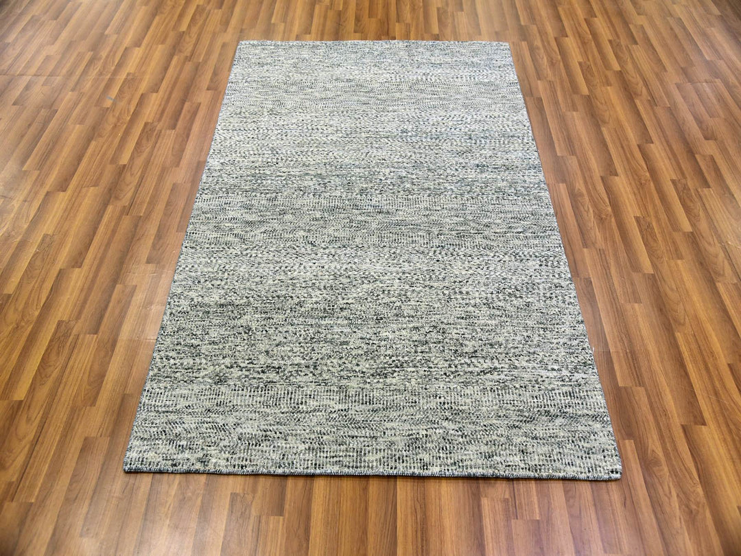 4'0" x 6'2" New Hand Knotted Grey Wool Rectangle Oriental Rug - MOA10279743