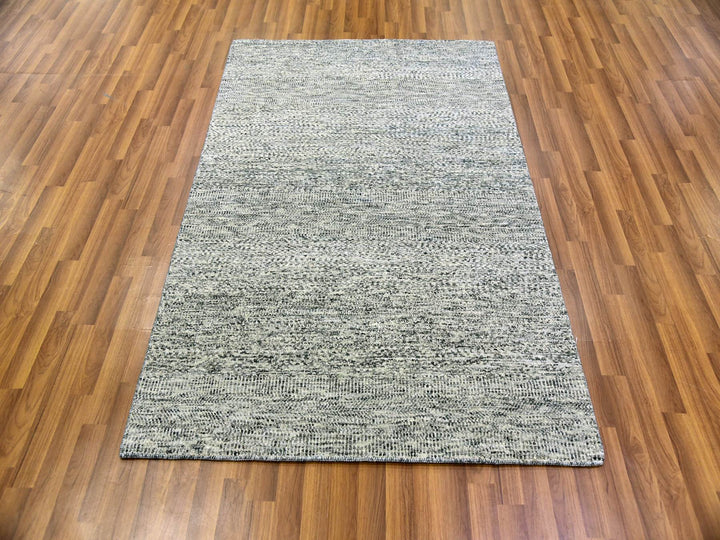 4'0" x 6'2" New Hand Knotted Grey Wool Rectangle Oriental Rug - MOA10279743