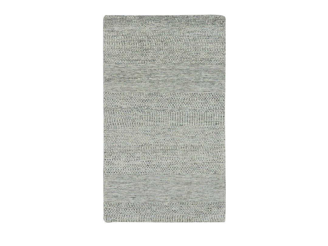 3'0" x 5'6" New Hand Knotted Grey Wool Rectangle Oriental Rug - MOA10279747