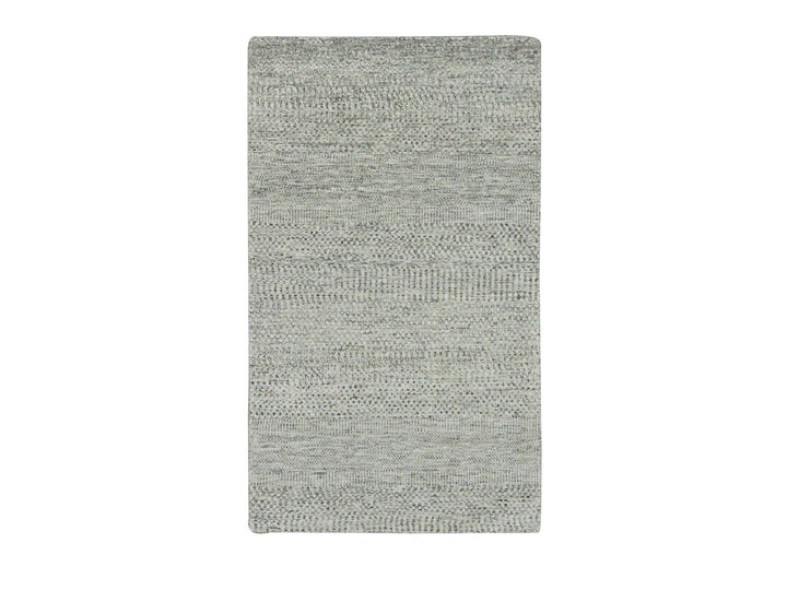 3'0" x 5'6" New Hand Knotted Grey Wool Rectangle Oriental Rug - MOA10279747