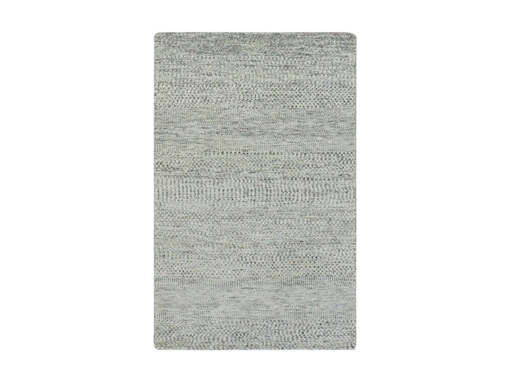 3'0" x 5'6" New Hand Knotted Grey Wool Rectangle Oriental Rug - MOA10279748