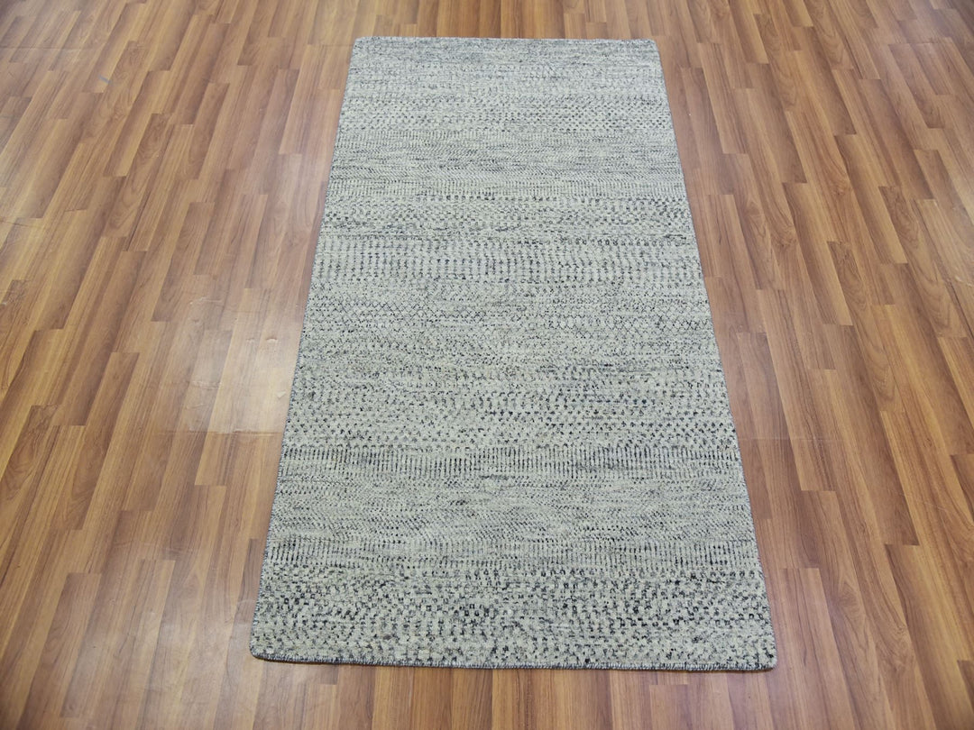 3'0" x 5'6" New Hand Knotted Grey Wool Rectangle Oriental Rug - MOA10279748
