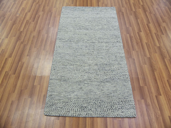 3'0" x 5'6" New Hand Knotted Grey Wool Rectangle Oriental Rug - MOA10279748
