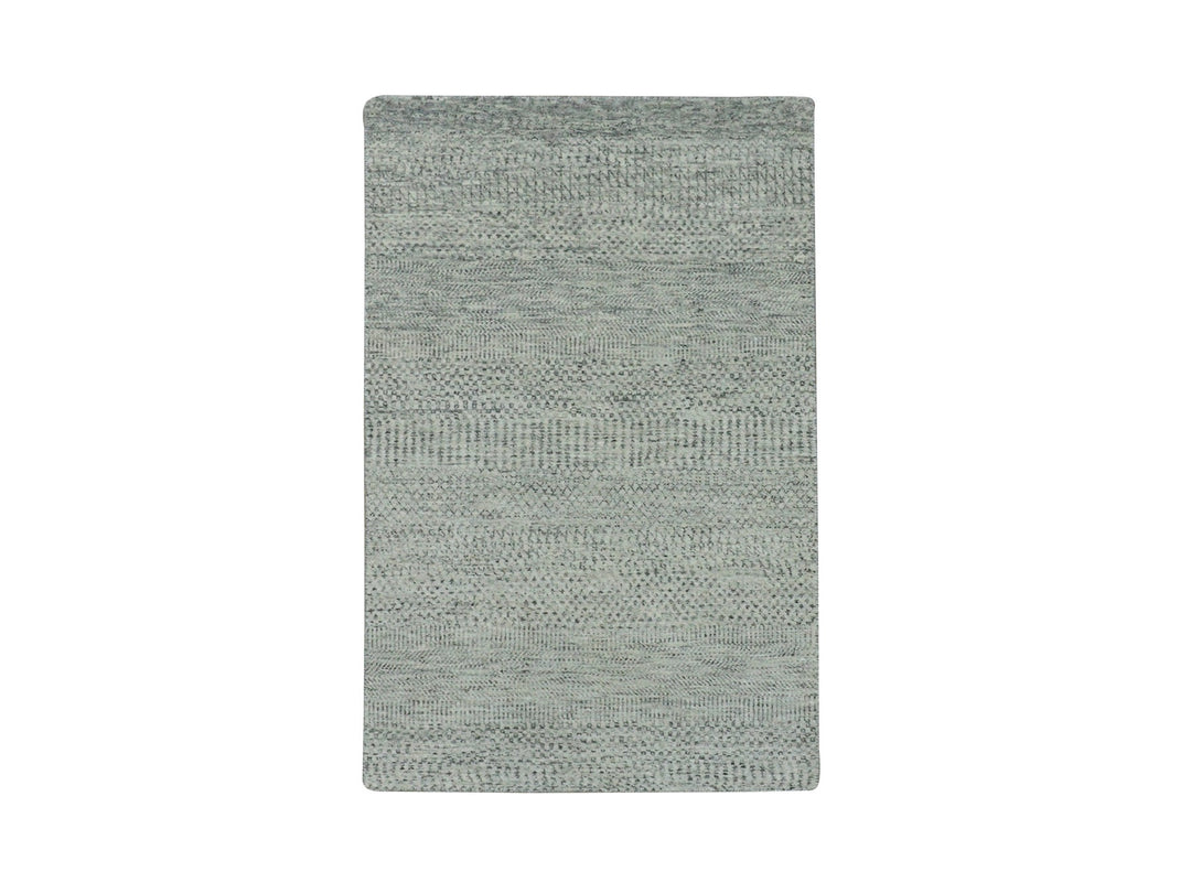 3'0" x 5'6" New Hand Knotted Grey Wool Rectangle Oriental Rug - MOA10279749