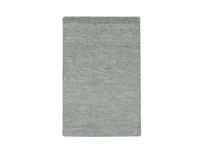 3'0" x 5'6" New Hand Knotted Grey Wool Rectangle Oriental Rug - MOA10279749