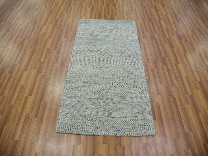 3'1" x 5'7" New Hand Knotted Grey Wool Rectangle Oriental Rug - MOA10279750