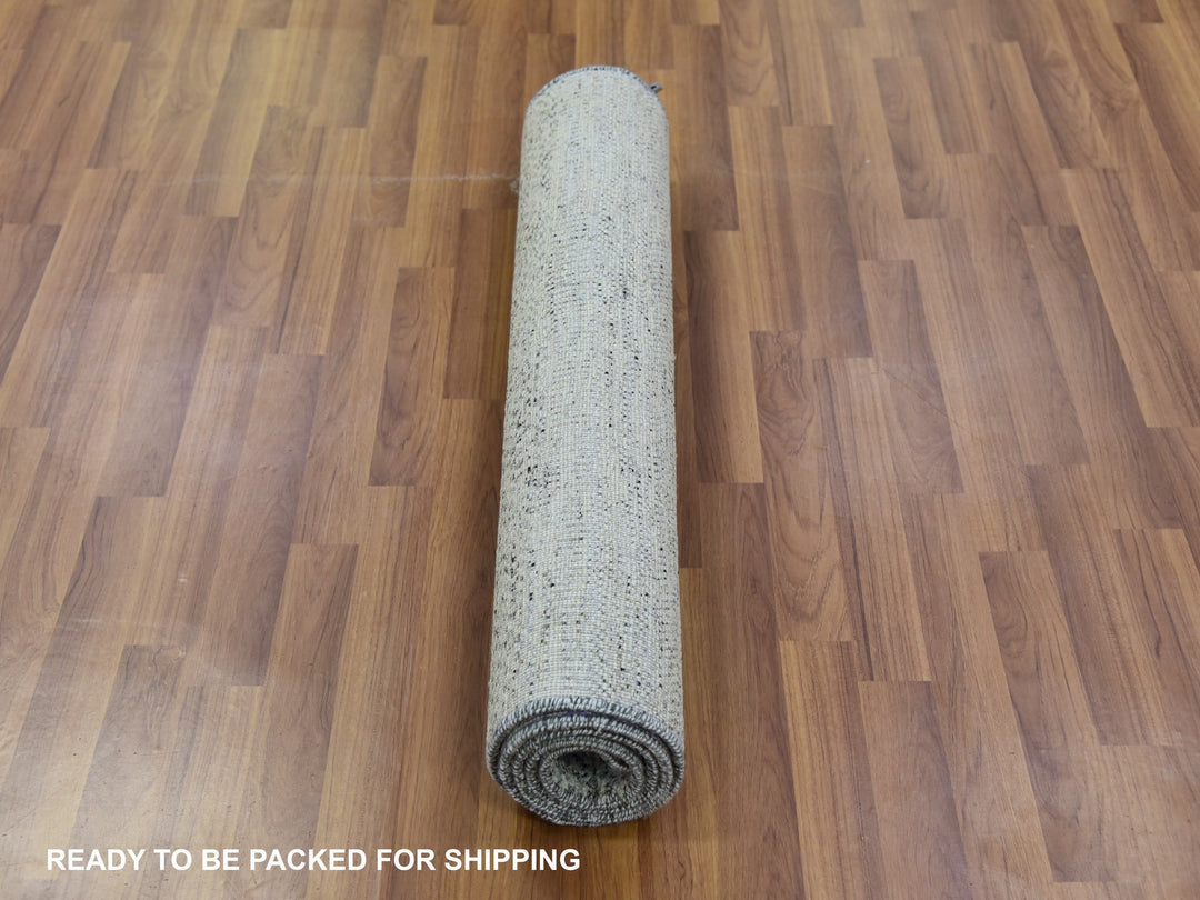 3'1" x 5'7" New Hand Knotted Grey Wool Rectangle Oriental Rug - MOA10279750