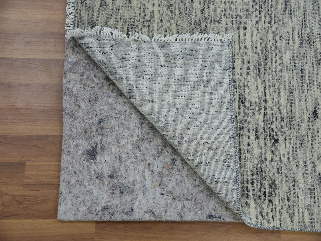 2'5" x 29'7" New Hand Knotted Grey Wool Runner Oriental Rug - MOA10279751