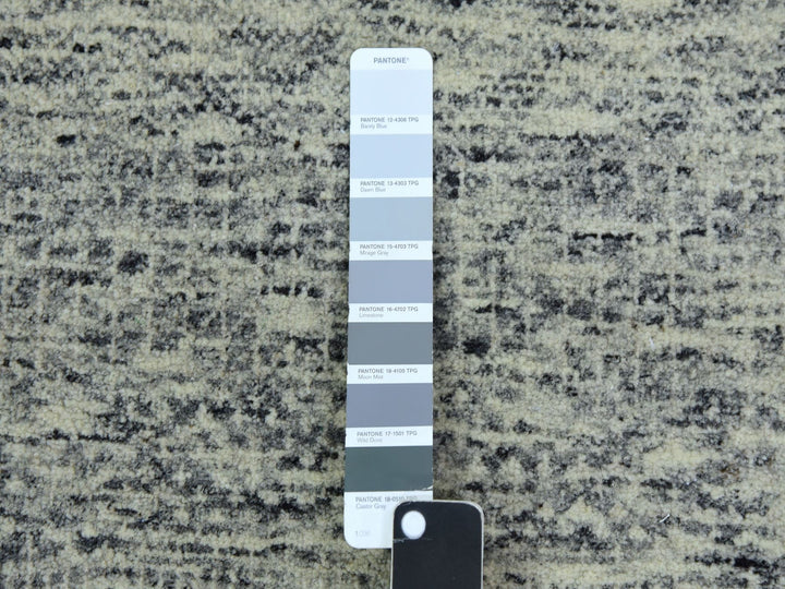 2'5" x 29'7" New Hand Knotted Grey Wool Runner Oriental Rug - MOA10279751