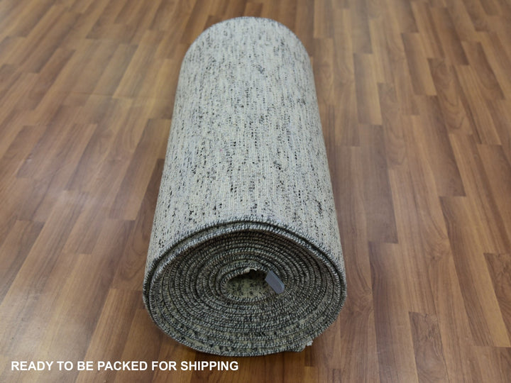2'5" x 29'7" New Hand Knotted Grey Wool Runner Oriental Rug - MOA10279751