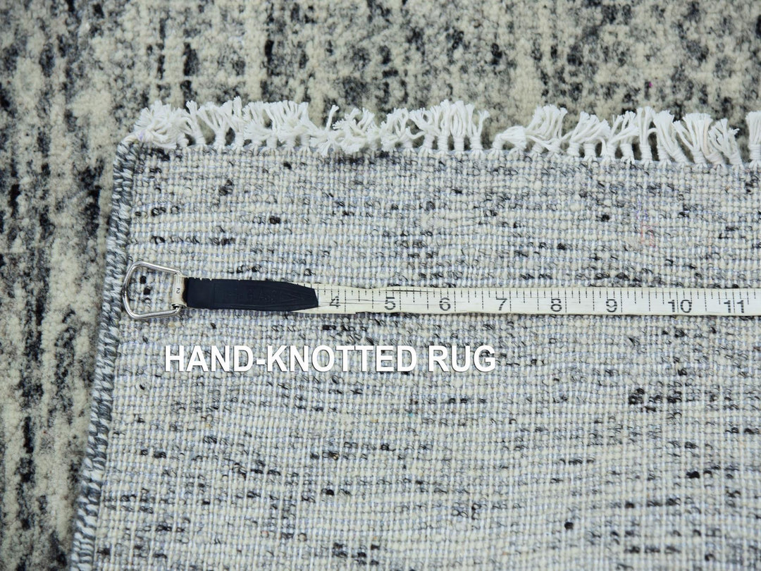 2'5" x 29'7" New Hand Knotted Grey Wool Runner Oriental Rug - MOA10279751