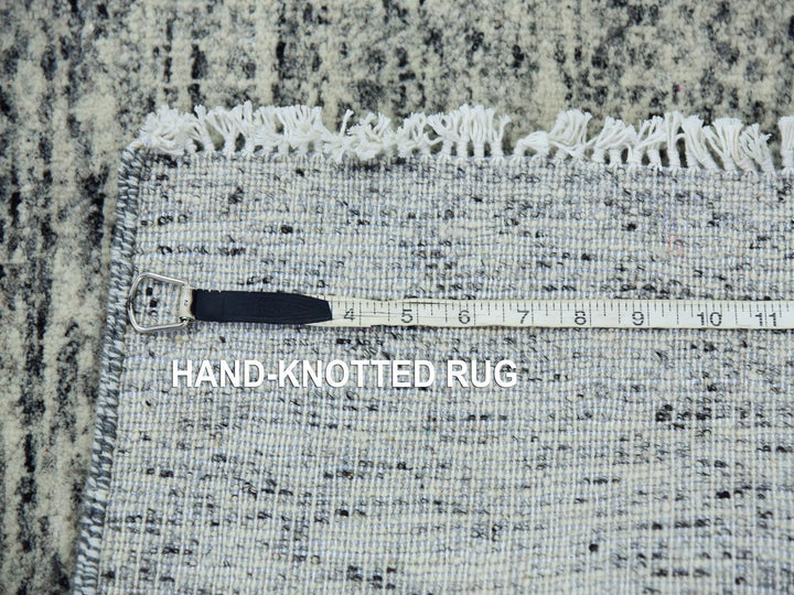 2'5" x 29'7" New Hand Knotted Grey Wool Runner Oriental Rug - MOA10279751