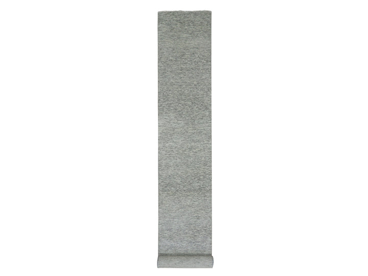 2'6" x 18'5" New Hand Knotted Grey Wool Runner Oriental Rug - MOA10279752