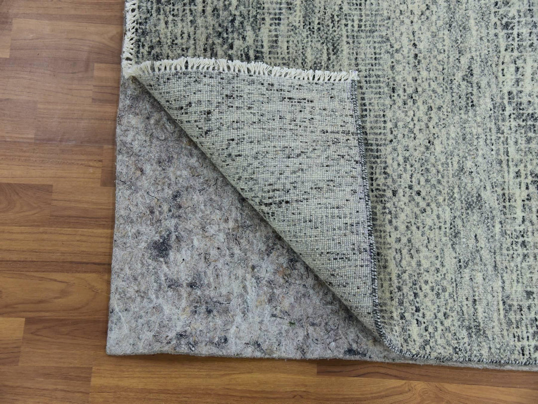 2'6" x 18'5" New Hand Knotted Grey Wool Runner Oriental Rug - MOA10279752