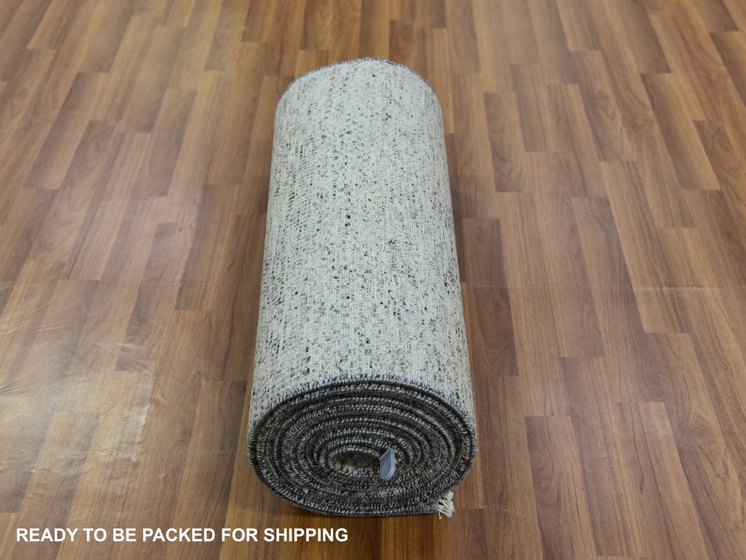2'6" x 18'5" New Hand Knotted Grey Wool Runner Oriental Rug - MOA10279752
