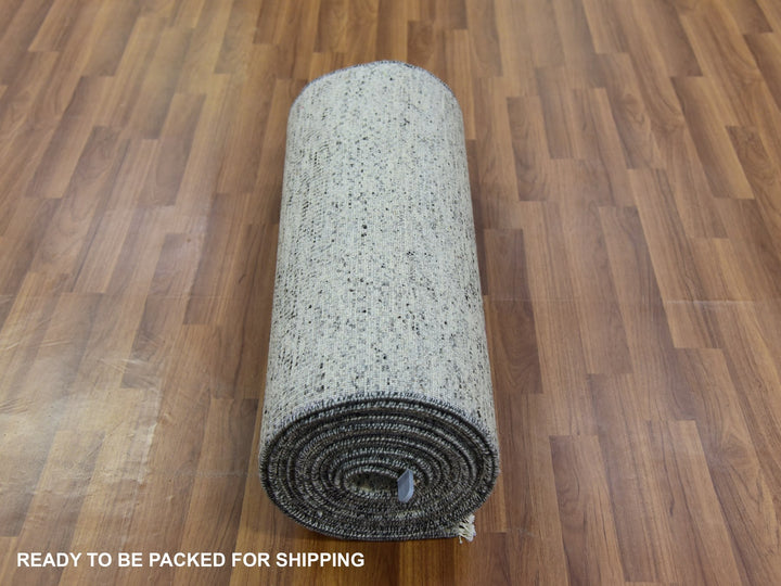 2'6" x 18'5" New Hand Knotted Grey Wool Runner Oriental Rug - MOA10279752