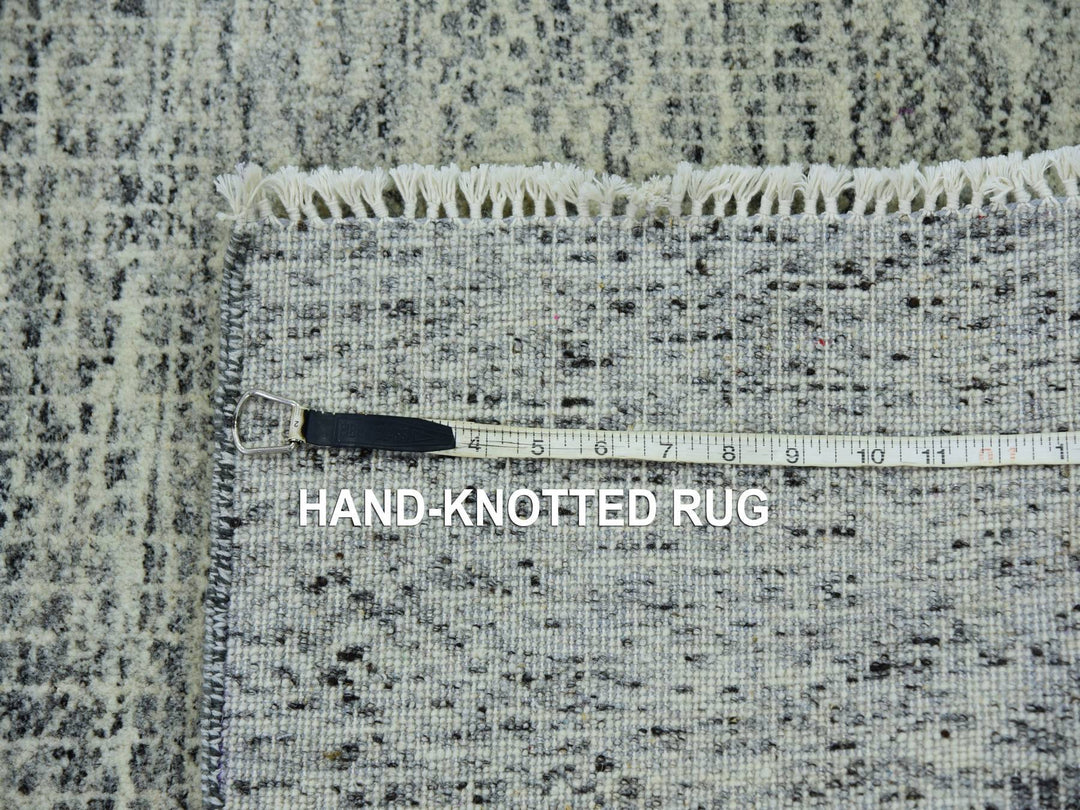 2'6" x 18'5" New Hand Knotted Grey Wool Runner Oriental Rug - MOA10279752
